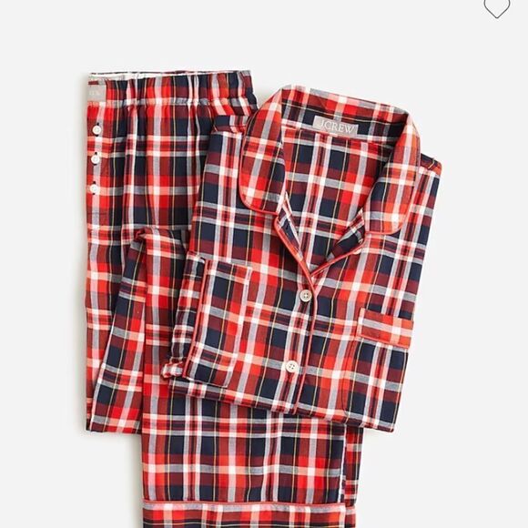 J.Crew Flannel long-sleeve cropped pajama pant set in plaid (Top Only) - Picture 3 of 6